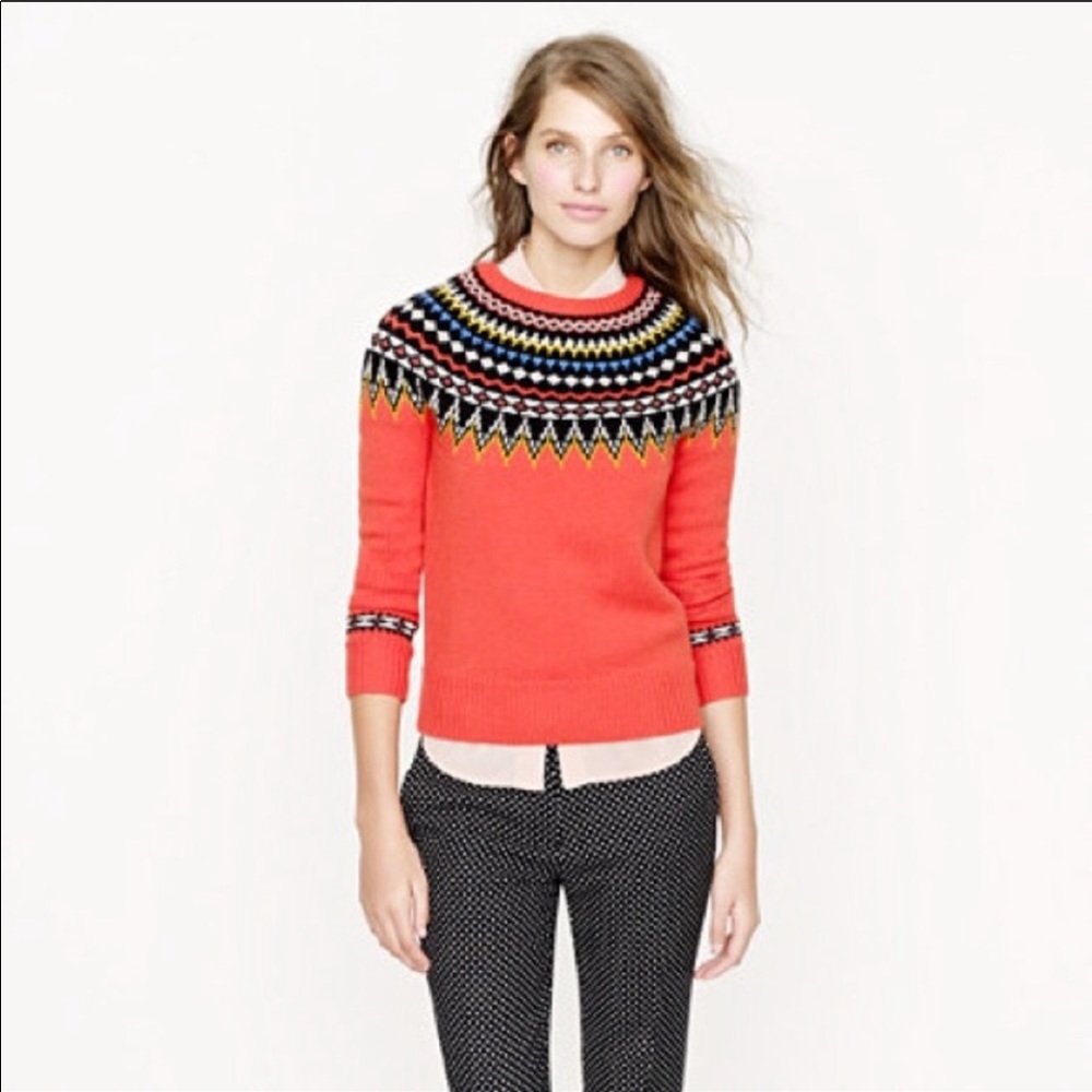 Jcrew red fairisle sweater alpine festive